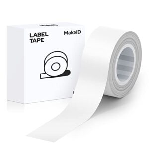 makeid white label maker tape adapted label print paper refills standard laminated office labeling tape replacement 0.63” x 13′ (16mm x 4m) work with label maker model l1 q1 e1