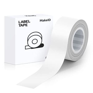 MakeID White Label Maker Tape Adapted Label Print Paper Refills Standard Laminated Office Labeling Tape Replacement 0.63'' x 13' (16mm x 4m) Work with Label Maker Model L1 Q1 E1