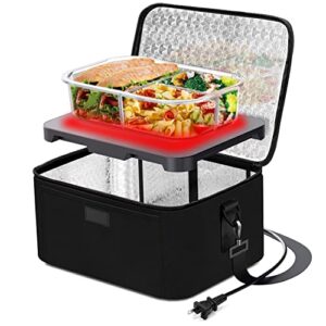 aotto portable oven personal food warmer – 110v portable mini microwave electric heated lunch box for work, cooking and reheating meals in office, potlucks, travel hotel, home kitchen (black)