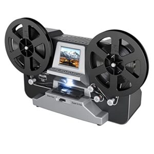8mm & super 8 reels to digital moviemaker film scanner converter, pro film digitizer machine with 2.4″ lcd, grey (convert 3 inch and 5 inch film reels into digital) with 32 gb sd card…
