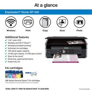 Epson Expression Home XP-340 Wireless Color Photo Printer with Scanner and Copier, Amazon Dash Replenishment Ready