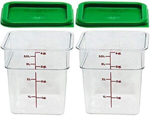 cambro polycarbonate square food storage containers 4 quart with lid – pack of 2