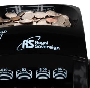 Royal Sovereign 1 Row ECO-Friendly Manual Hand Crank Coin Counter/Sorter (QS-2N), Single,Black