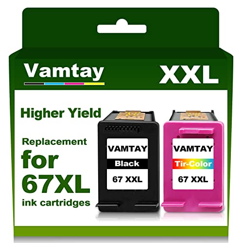 Remanufactured 67 XXL Ink Cartridges Replacement for Hp 67XL 67 XL Ink Cartridges Black/Color Combo Pack Compatible with Hp Deskjet 2700 2732 Envy 6000 6400 6455 DeskJet Plus 4100 4152 4155 Printers