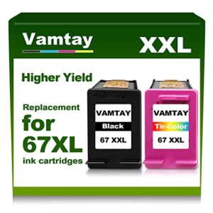 Remanufactured 67 XXL Ink Cartridges Replacement for Hp 67XL 67 XL Ink Cartridges Black/Color Combo Pack Compatible with Hp Deskjet 2700 2732 Envy 6000 6400 6455 DeskJet Plus 4100 4152 4155 Printers