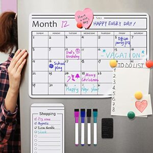 Amazon Basics Magnetic Dry Erase Whiteboard Calendar, 12" x 17", Includes 4 markers and eraser