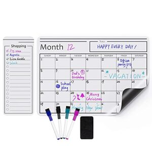 Amazon Basics Magnetic Dry Erase Whiteboard Calendar, 12" x 17", Includes 4 markers and eraser