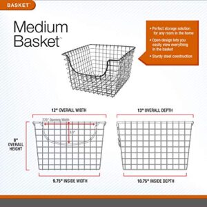 Spectrum Diversified Scoop Wire Basket, Vintage-Inspired Steel Storage Solution for Kitchen, Pantry, Closet, Bathroom, Craft Room & Garage, Pack of 1, Industrial Gray