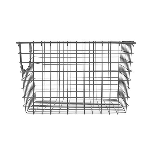 Spectrum Diversified Scoop Wire Basket, Vintage-Inspired Steel Storage Solution for Kitchen, Pantry, Closet, Bathroom, Craft Room & Garage, Pack of 1, Industrial Gray