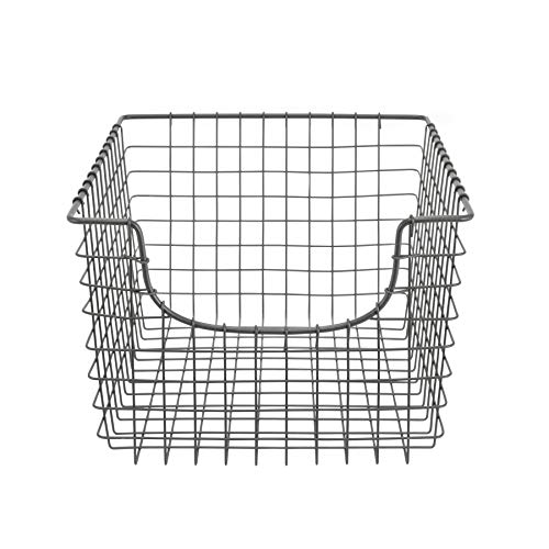 Spectrum Diversified Scoop Wire Basket, Vintage-Inspired Steel Storage Solution for Kitchen, Pantry, Closet, Bathroom, Craft Room & Garage, Pack of 1, Industrial Gray