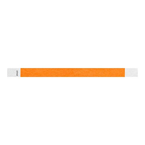 WristCo Neon Orange ¾” Tyvek Wristbands – 500 Pack | Waterproof Paper Bracelets for Concerts & Events