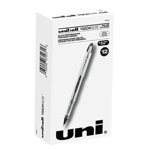 uniball vision elite rollerball pens with 0.8mm bold point, black, 12 count