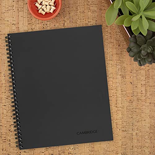 Cambridge 06132 Side Bound Guided Business Notebook, Linen, Meeting Notes, 11 x 8 1/4, 80 Sheets, Black