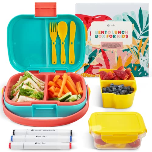 OMBU Bento Box, Bento Lunch Box For Kids - Lunch Box Kids, Bento Box For Kids Lunch Box, Kids Bento Lunch Box, Kids Bento Box, Toddler Lunch Box For Kids, Bento Box Kids - 6 Easy Switch Compartments