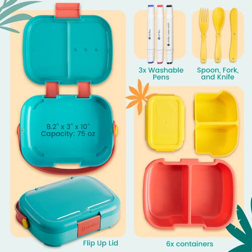 OMBU Bento Box, Bento Lunch Box For Kids - Lunch Box Kids, Bento Box For Kids Lunch Box, Kids Bento Lunch Box, Kids Bento Box, Toddler Lunch Box For Kids, Bento Box Kids - 6 Easy Switch Compartments