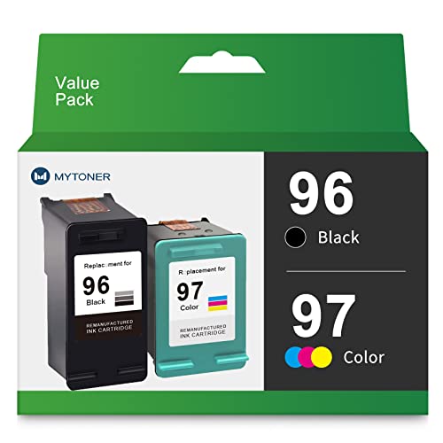 MYTONER 96/97 Remanufactured Ink Cartridge Replacement for HP 96 97 C8767WN C9363WN Ink for Deskjet 6520 5740 6940 6830 6980 Officejet 7310 7410 7210 Printer ( Black Tri-Color, 2-Pack)