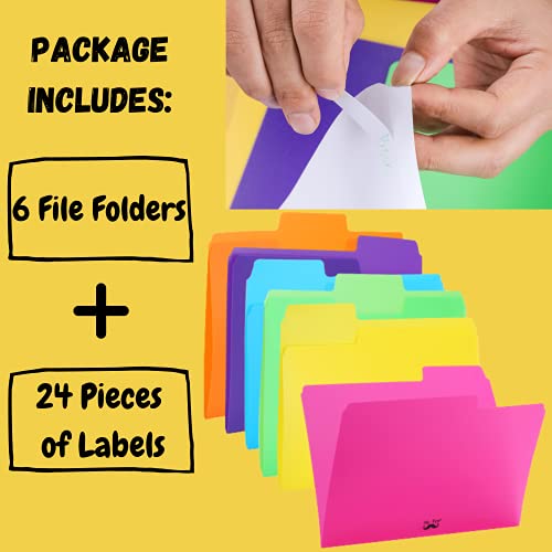 Mr. Pen- Poly File Folders, 1/3 Cut Tab, 6 Pack, Assorted Colors, Letter Size, Colored File Folders, Letter File Folders, Color Folders, Office File Folders, Office Supplies File Folders