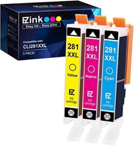 e-z ink (tm) compatible ink cartridge replacement for canon cli-281xxl 281 xxl compatible with pixma tr7520 tr8520 ts6120 ts6220 ts8120 ts8220 ts9120 ts9520 ts9521c printer (3 pack)