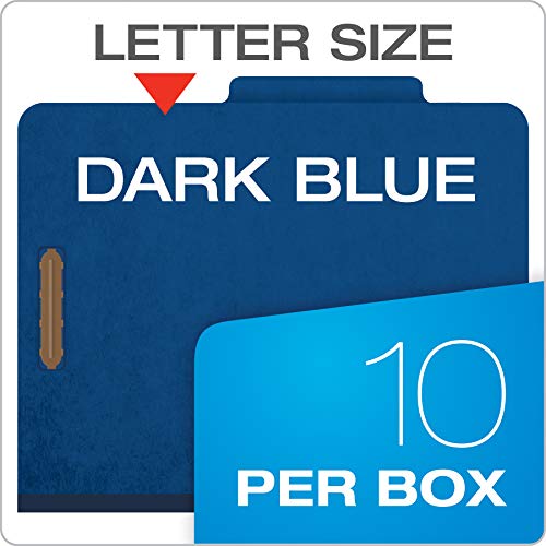Pendaflex® Classification Folders, 2 Dividers, 2" Fasteners, Letter, Dark Blue, 10/Box (24132P)