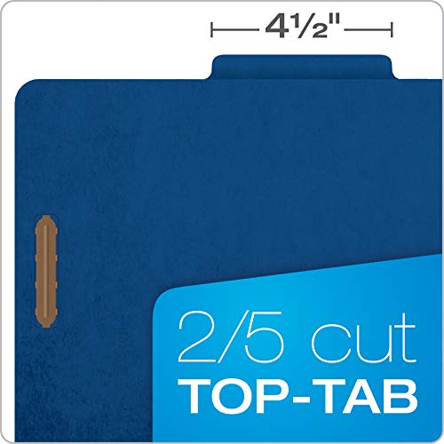 Pendaflex® Classification Folders, 2 Dividers, 2" Fasteners, Letter, Dark Blue, 10/Box (24132P)