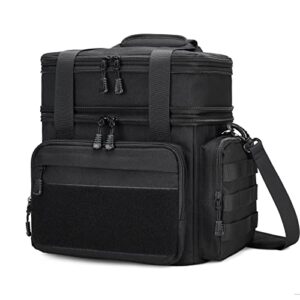 gafetrey tactical lunch box for men, insulated lunch bag adult, thermal lunchbox leakproof waterproof cooler bag, dual compartment lunch tote, large lunch pail for work office camping travel(black)