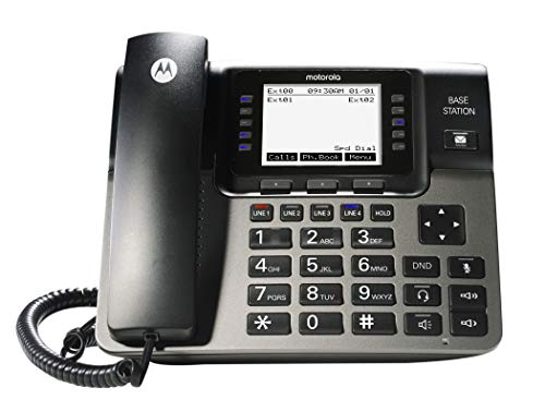 Motorola ML1002H DECT 6.0 Expandable 1 to 4 Lines Business Phone System with Voicemail, Digital Receptionist and Music on Hold, Black, 2 Handsets