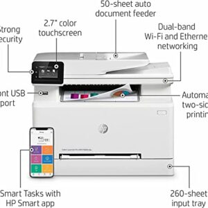 HP Color Laserjet Pro MFP M283cdw Wireless All-in-One Laser Printer, White - Print Scan Copy Fax - 2.7" LCD Display, 22 ppm, 600 dpi, Auto 2-Sided Printing, 50-Sheet ADF, Ethernet, USB, Cbmoun