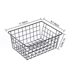 Wire Baskets for Organizing Household Pantry Baskets 4 Pack Pantry Baskets For Storage Metal Baskets for Pantry Storage Wire Baskets For Storage Pantry Wire Storage Baskets Black Metal Storage Bins