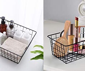 Wire Baskets for Organizing Household Pantry Baskets 4 Pack Pantry Baskets For Storage Metal Baskets for Pantry Storage Wire Baskets For Storage Pantry Wire Storage Baskets Black Metal Storage Bins