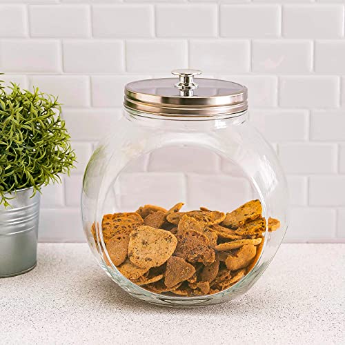 Glass Cookie Jars for Kitchen Counter (3 Pack) 75oz Food Storage Canisters with Airtight Lids + Marker & Labels, Coin & Penny Jar Candy Jars for Candy Buffet, Coffee Canister, Laundry Detergent Holder