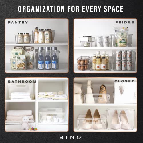 BINO | Plastic Storage Bins, Medium - 2 Pack | THE LUCID COLLECTION | Multi-Use Organizer Bins | Built-In Handles | BPA-Free | Clear Storage Containers | Fridge Organizer | Pantry & Home Organization