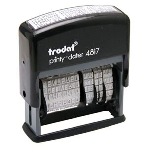 Trodat Printy 4817 Economy Dial-A-Phrase, 12 Popular Office Messages, Month in Letters, Day and Year in Numbers, Rubber Date Stamp – Self Inking Black Ink