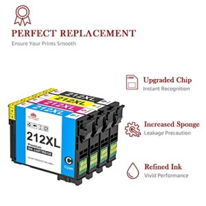 Toner Kingdom Remanufactured Ink Cartridges Replacement for Epson 212XL 212 XL T212 to Used with Workforce WF-2830 WF-2850 Expression Home XP-4100 XP-4105 Printer Ink (4 Pack)