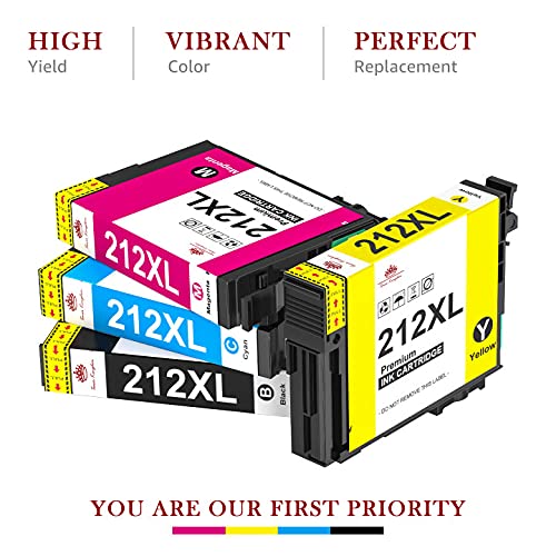 Toner Kingdom Remanufactured Ink Cartridges Replacement for Epson 212XL 212 XL T212 to Used with Workforce WF-2830 WF-2850 Expression Home XP-4100 XP-4105 Printer Ink (4 Pack)