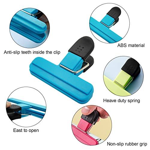 Chip Bag Clips 9pcs Air Tight, Heavy Duty, Sturdy Plastic Clips for Food Storage Assorted Sizes Food Bag Clips for Kitchen Snacks