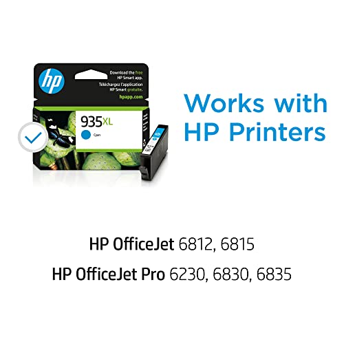 HP 935XL Cyan High-yield Ink Cartridge | Works with HP OfficeJet 6810; OfficeJet Pro 6230, 6830 Series | C2P24AN