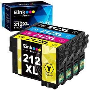 e-z ink pro remanufactured ink cartridges replacement for epson t212xl t212 212xl 212 xl to use with wf-2830 wf-2850 xp-4100 xp-4105 printer (1 black, 1 cyan, 1 magenta, 1 yellow) 4 pack