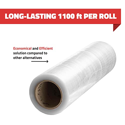 Stretch Wrap Industrial Strength Extra Thick 18" 1100 SqFt 80 Gauge (20 Micron) Clear Cling Plastic Pallet Supplies Durable Self-Adhering Packing Moving Packaging Heavy Duty Shrink Film Roll