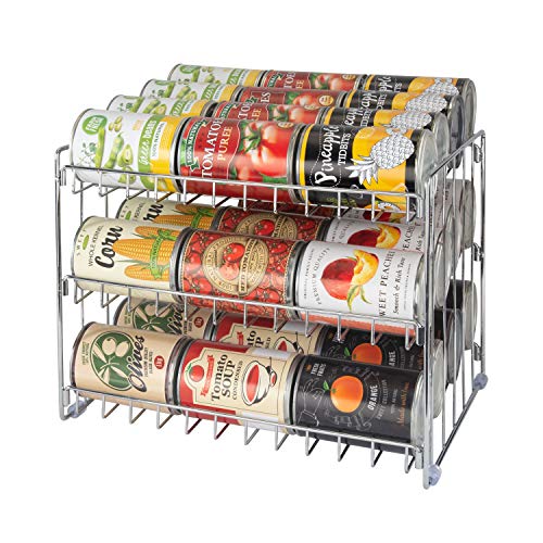 Kitchen Details 3 Tier Can Organizer | Canned Food Storage Rack | Kitchen Cabinet and Pantry Organization | Holds 36 Cans | Space Saving | Chrome