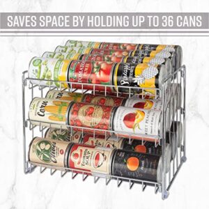 Kitchen Details 3 Tier Can Organizer | Canned Food Storage Rack | Kitchen Cabinet and Pantry Organization | Holds 36 Cans | Space Saving | Chrome