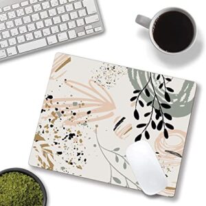 SANWUMIAN Mouse Pad, Mouse Pad with Abstract Art Design, Square Mouse Mat Waterproof Mousepad Non-Slip Rubber Base Mouse Pads for Office Laptop, Modern Boho Leaves