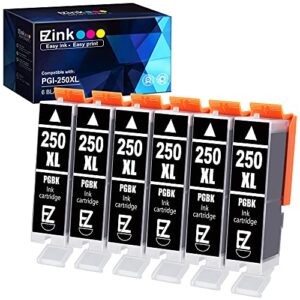 e-z ink (tm) compatible ink cartridge replacement for canon pgi-250xl pgi 250 xl to use with pixma mx922 mx722 mg5420 mg5520 mg5620 mg6320 mg6420 mg6620 mg7120 mg7520 ip8720 (large black, 6 pack)