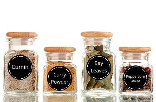 396 Printed Spice Jars Labels and Pantry Stickers: Chalkboard Round Spices Label 1.5" & Pantry Sticker 3” X 1.5” With Write-On Labels – Include a Numbered Reference Sheet – Waterproof & Tear-Resistant