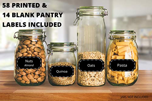 396 Printed Spice Jars Labels and Pantry Stickers: Chalkboard Round Spices Label 1.5" & Pantry Sticker 3” X 1.5” With Write-On Labels – Include a Numbered Reference Sheet – Waterproof & Tear-Resistant