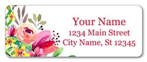 personalized return address labels – beautiful flowers design – 120 custom self-adhesive stickers