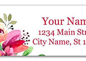 Personalized Return Address Labels - Beautiful Flowers Design - 120 Custom Self-Adhesive Stickers