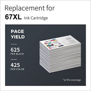 67XL LemeroUtrust Remanufactured Ink Cartridge Replacement for HP 67 XXL 67XL use with HP DeskJet 2755 2722 2724 2725 Plus 4155 4152 4140 Envy Pro 6455 6475 Envy 6055 6052 (Black Tri-Color, 2-Pack)