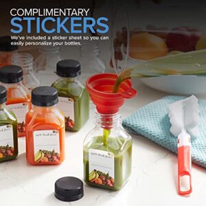 Juice Bottles with Caps for Juicing & Smoothies, Reusable Clear Empty Plastic Bottles with Caps, 8 Ounce Drink Containers for Mini Fridge, Juicer Shots, Small Water Bottles Bulk 8 oz (12 Pack)