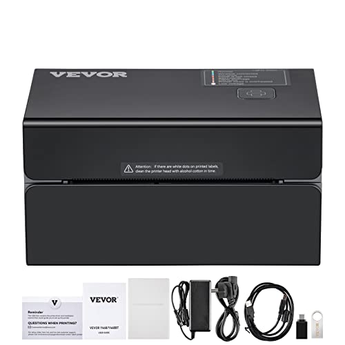 VEVOR HD(300DPI) Thermal Label Printer, Shipping Label Printer w/Auto Label Recognition, Support Windows/MacOS/Linux/Chromebook, Compatible w/Amazon, Ebay, Shopify, USPS, Etsy, UPS, etc.