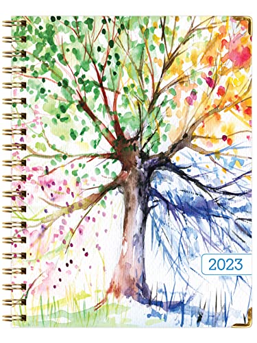 HARDCOVER 2023 Planner: (November 2022 Through December 2023) 8.5"x11" Daily Weekly Monthly Planner Yearly Agenda. Bookmark, Pocket Folder and Sticky Note Set (Tree Seasons)